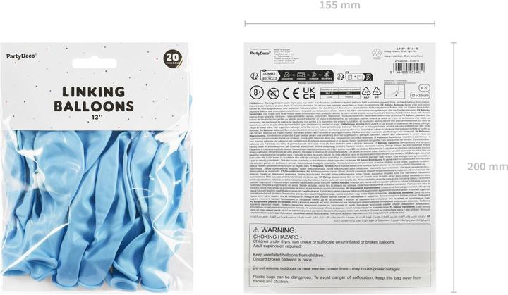 Actual product image Partydeco Light blue balloon 33 cm, 20 pieces (20x)