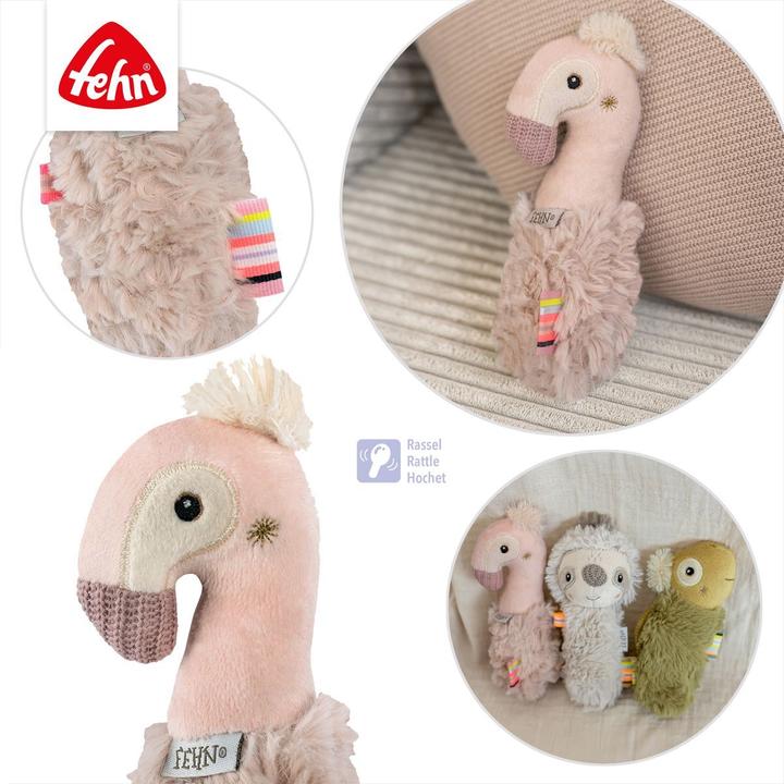 Actual product image Fehn Stabgreifling Flamingo, Material: Polyester, Plüsch, Alter