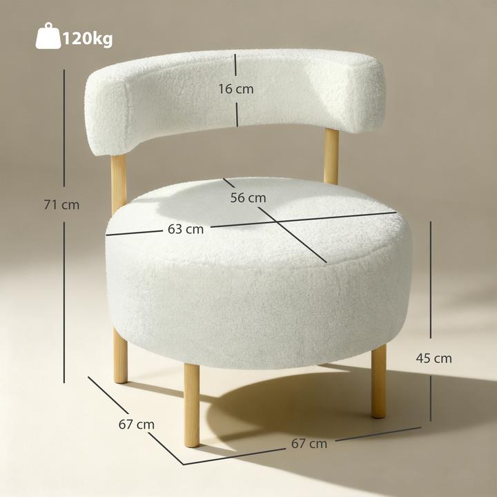 Immagine prodotto Homcom Einzelsessel Polyester, Eukalyptusholz Cremeweiss