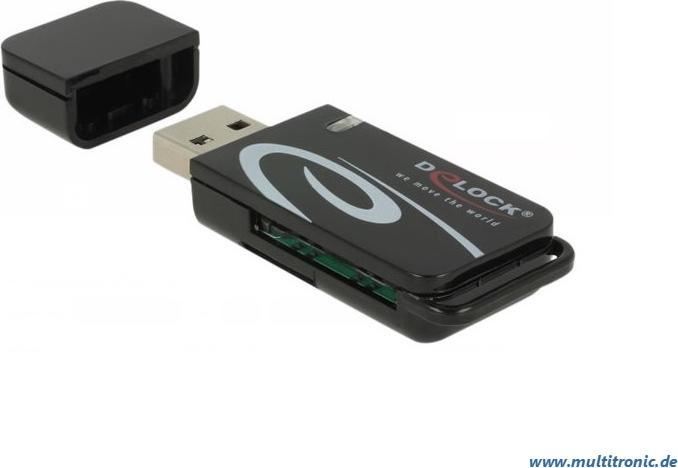Produktbild Delock Mini USB 2.0 Card Reader mit SD und Micro SD Slot (USB 2.0)