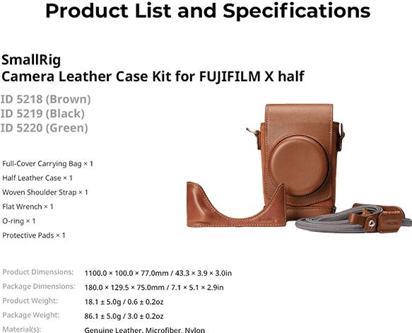 Produktbild SmallRig Leather Case Kit für X half Braun