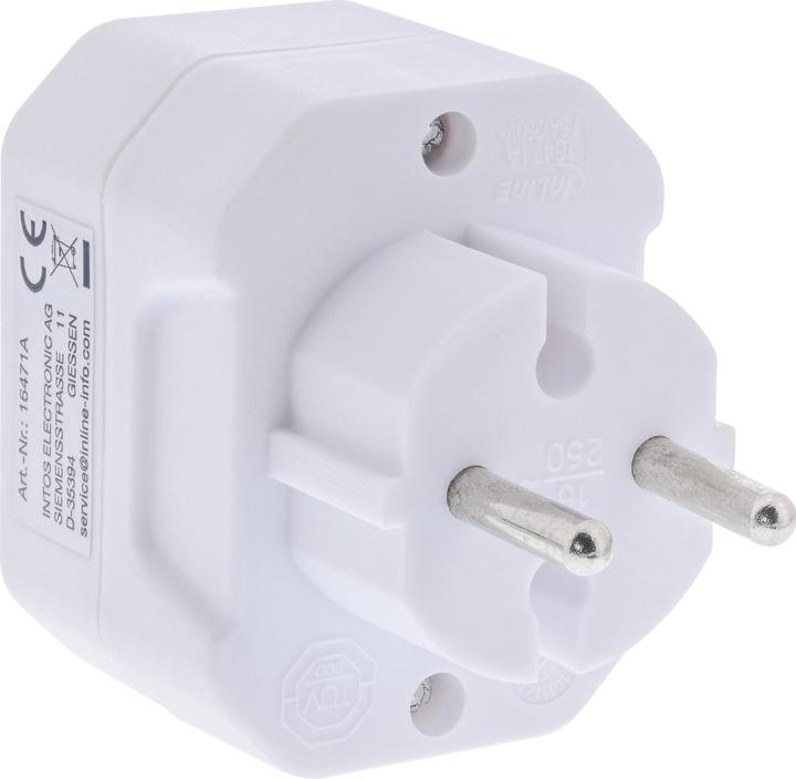 Image du produit InLine Adaptateur de prise, CEE7/17 à 3x Eurobuches, avec protection renforcée contre les contacts (CEE 7/16, 3 x)