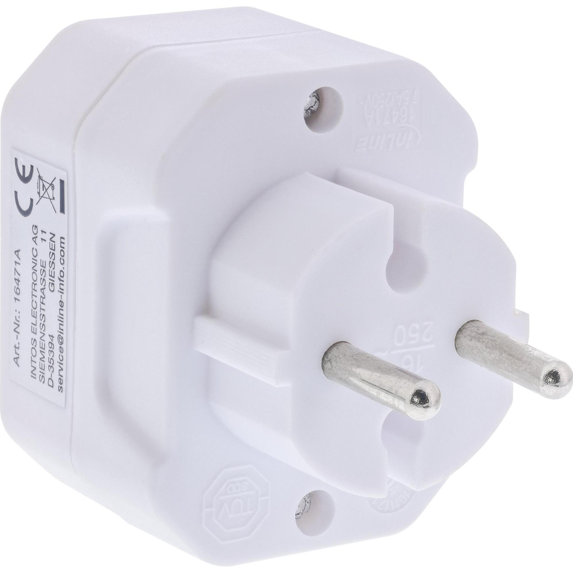 Thumbnail - InLine, Mehrfachstecker + Abzweigstecker, Steckdosenadapter, CEE7/17 an 3x Eurobuchse, mit erhöhtem Berührungsschutz, we...