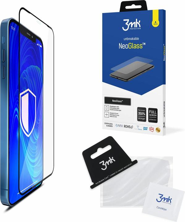 Actual product image 3MK NeoGlass for iPhone 12 / 12 Pro black frame (1 pcs., Apple iPhone 12, Realme 12 Pro+)