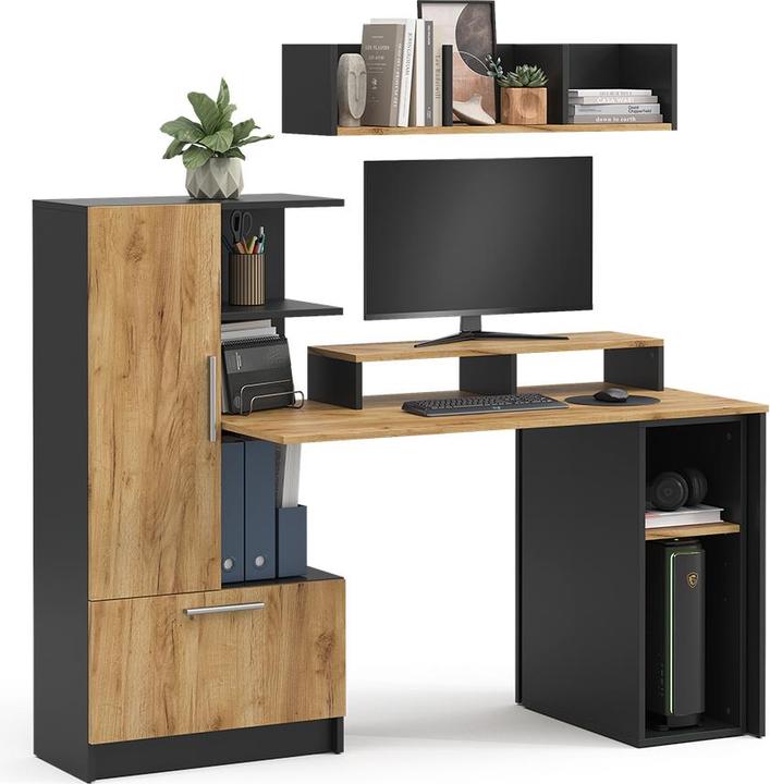 Produktbild Vicco Schreibtisch Tomy, Anthrazit/Goldkraft Eiche, 150 x 59 cm 4er Set