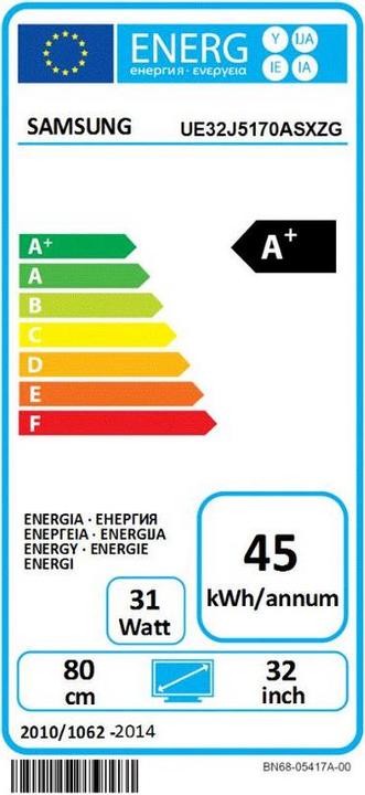 Energie-Label Samsung Ue32j5170 (32", LCD, Full HD, 2015)