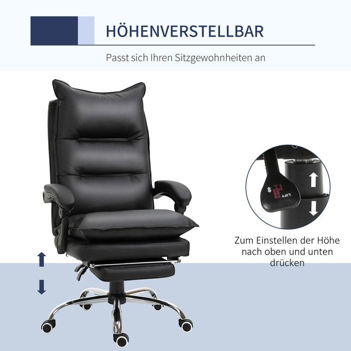 Image du produit Swisshandel24 Chaise de bureau avec repose-pieds Similicuir noir (55 - 63 cm)