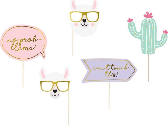 Produktbild Partydeco Photo props Llama, mix (1 pkt / 5 pc.) (1 Stück)