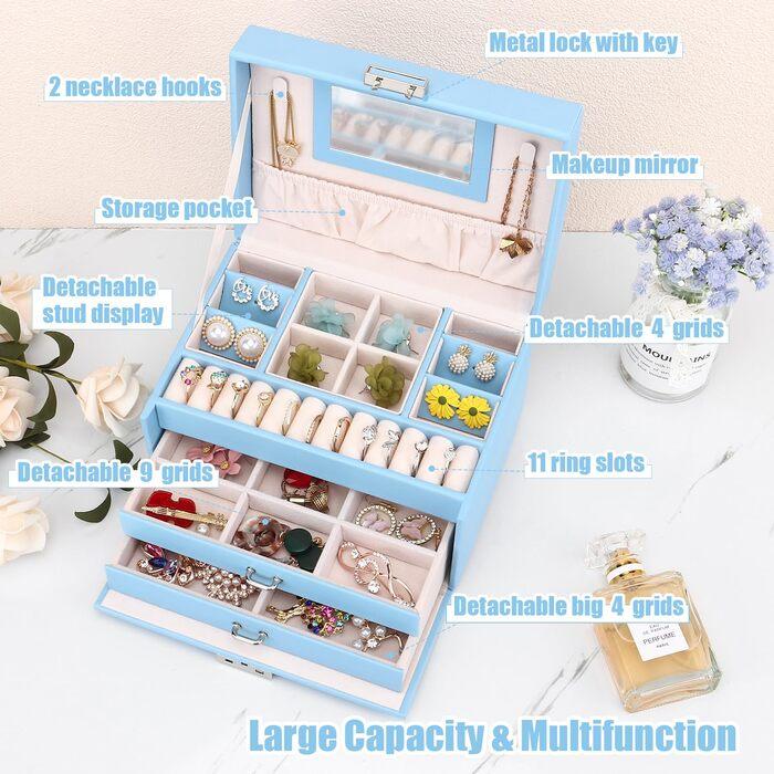 Actual product image Only-Bags.Store Jewellery box, jewellery box with drawers for ladies girls, PU leather jewellery box