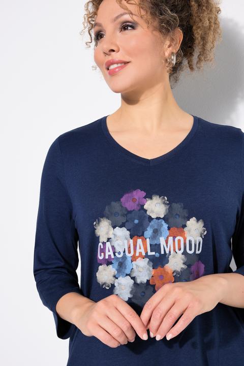 Actual product image Ulla Popken Casual Mood Floral V-Neck Tee (46, 48)
