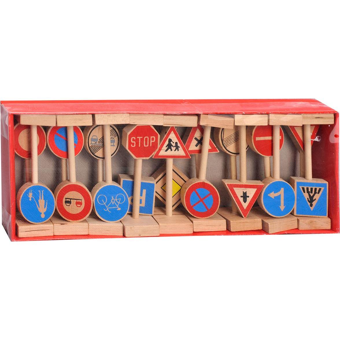 Playwood Verkehrszeichen-Set aus Holz, 18-tlg.