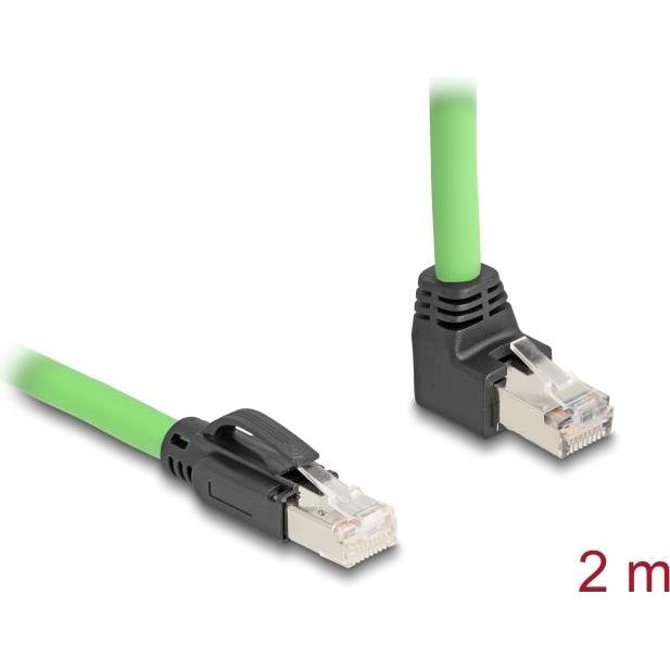 Delock RJ45 Netzwerkkabel Cat.6A Stecker zu Stecker oben gew (SF/UTP, CAT6a, 2 m), Netzwerkkabel