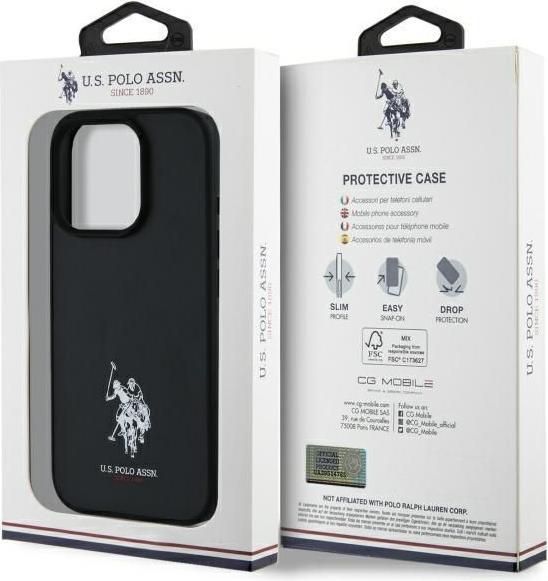 Actual product image U.S. Polo US Polo USHCP15XPGEK iPhone 15 Pro Max 6.7 black/black Leather Embroidered DH Colour (Apple iPhone 15 Pro Max)