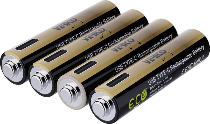 Actual product image Verico LoopEnergy 4-Pack AAA PRO - Wiederaufladbare USB-C Batterie AA 1,5V 1125mWh (750mAh) Li-Ion (4 pcs., AAA, 750 mAh)