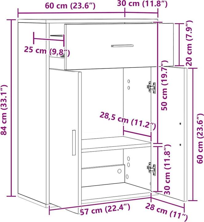 Image du produit vidaXL Sideboard (60 x 30 x 84 cm)