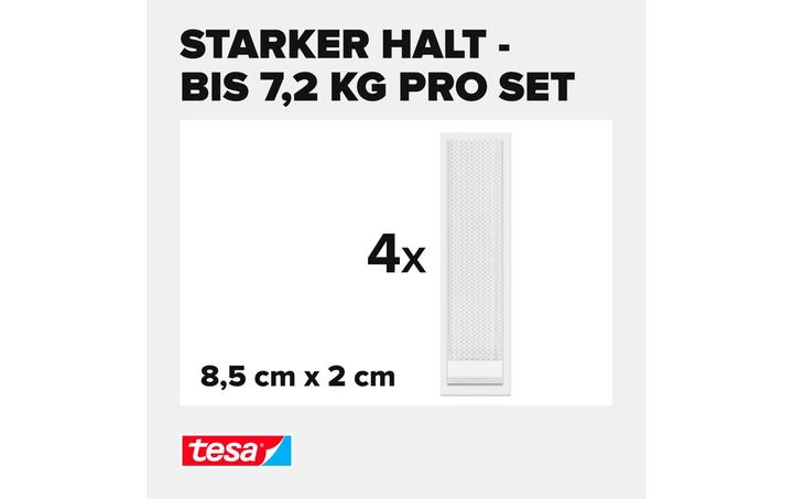 Produktbild tesa Powerstrips CLICK - Klett-Klebepads - Bilder aufhängen ohne Bohren - Large 7,2kg - 4 x 2 Stück