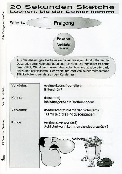 Produktbild 20 ganz kurze Mini-Sketche (Deutsch, Autorenteam Kohl-Verlag, 2001)