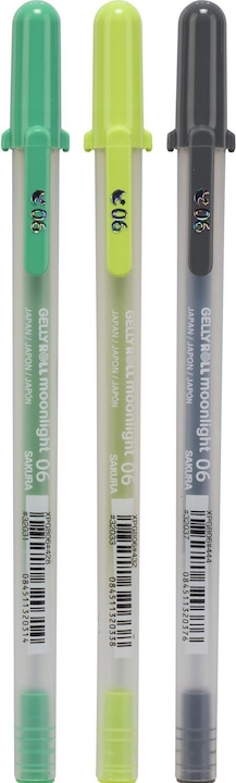 Produktbild Sakura Gel-Tintenroller Gelly Roll Moonlight 06 "Botanical" (Blau, Grün, Schwarz, 3 x)