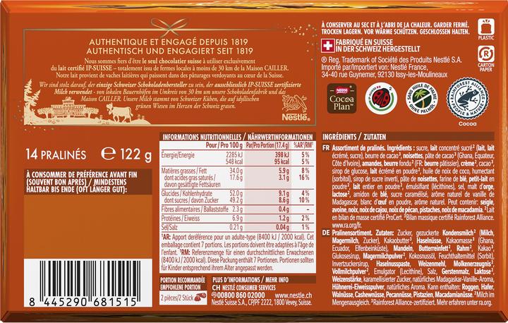 Nährwerte und Zutaten Cailler Ambassador (122 g)