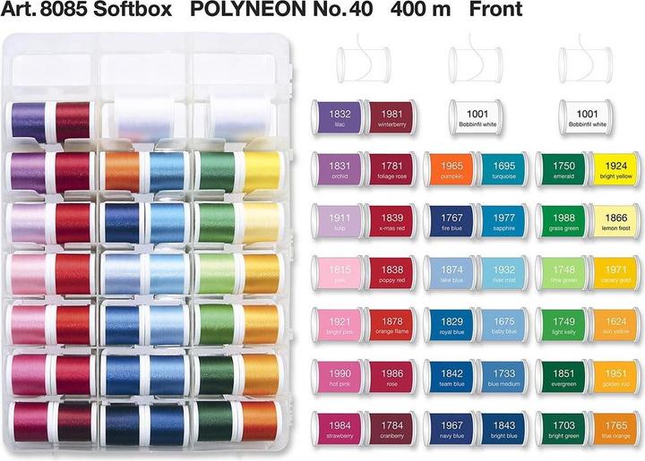 Image du produit Madeira Fil à broder Polyneon 40 valise (400 m)