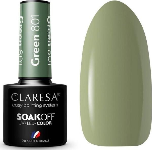 Claresa Smalto ibrido Soak Off UV/LED Verde 801 5g (Verde, Vernice UV gel)