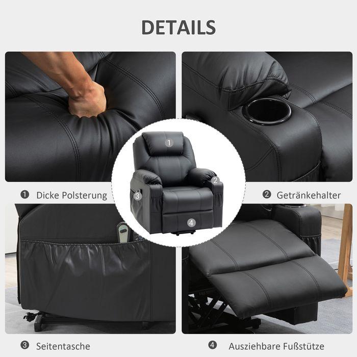 Image du produit Swisshandel24 Fauteuil releveur électrique, fauteuil de massage, avec fonction allongée, avec télécommande