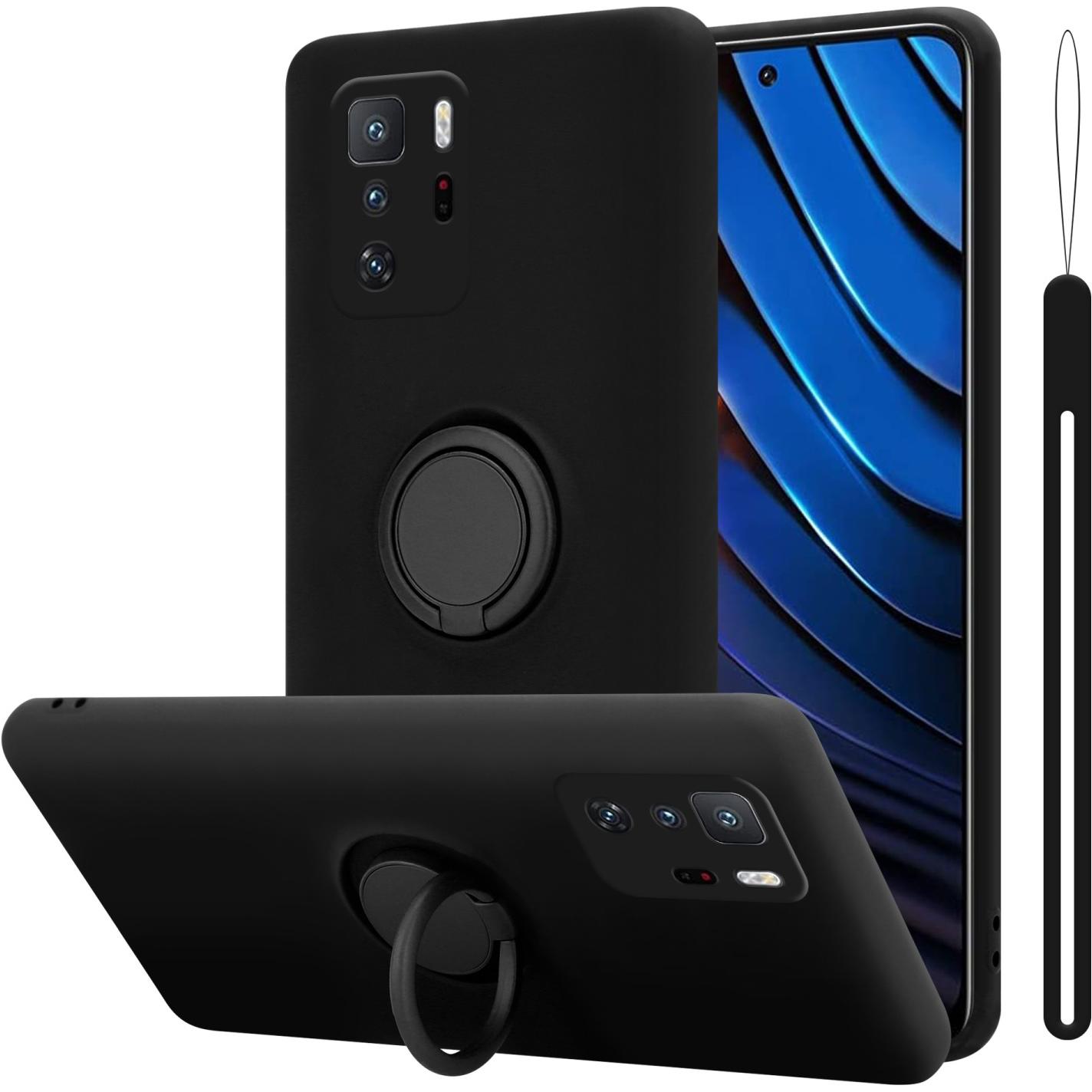 Cadorabo TPU Liquid Ring Silicone Case Hülle für Xiaomi POCO X3 GT (Xiaomi Poco X3 GT), Smartphone Hülle, Schwarz
