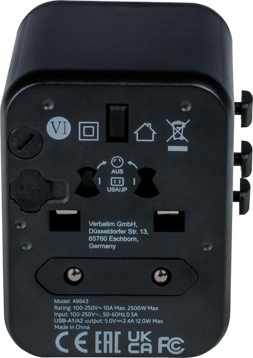 Productafbeelding Verbatim Universele reisadapter met 2 x USB-A poorten