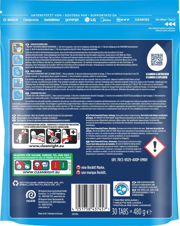 Immagine prodotto Finish Potenza (Compresse, 30 Cicli di lavaggio)