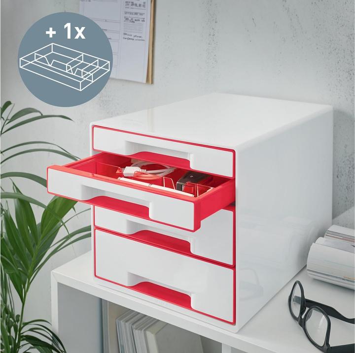 Produktbild Leitz Schubladenbox WOW CUBE weiss/rot (A4+)