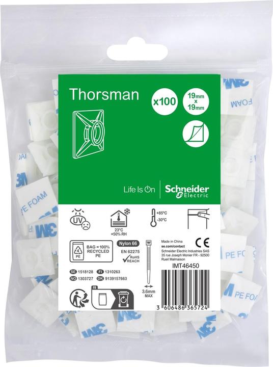 Actual product image Schneider Electric Socket Cable tie (Plastic cable ties, 18.70 mm, 100 pcs.)