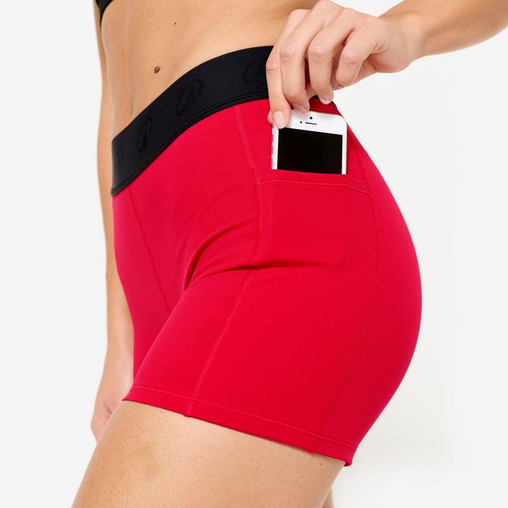 Produktbild Domyos Shorts Damen hoher elastischer Taillenbund - rot