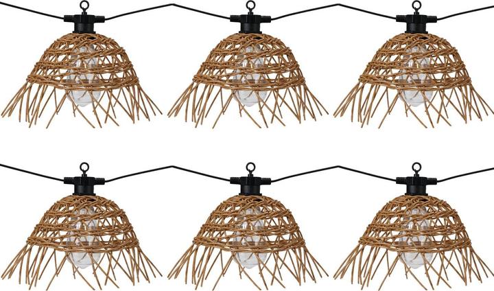 Image du produit Home&Styling Retro-Lichterkette mit 6 Rattan-Lampenschirmen, 3m (3.50 m)