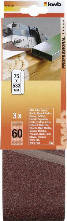Actual product image kwb Sanding belt 75X533 grain 60 (60)