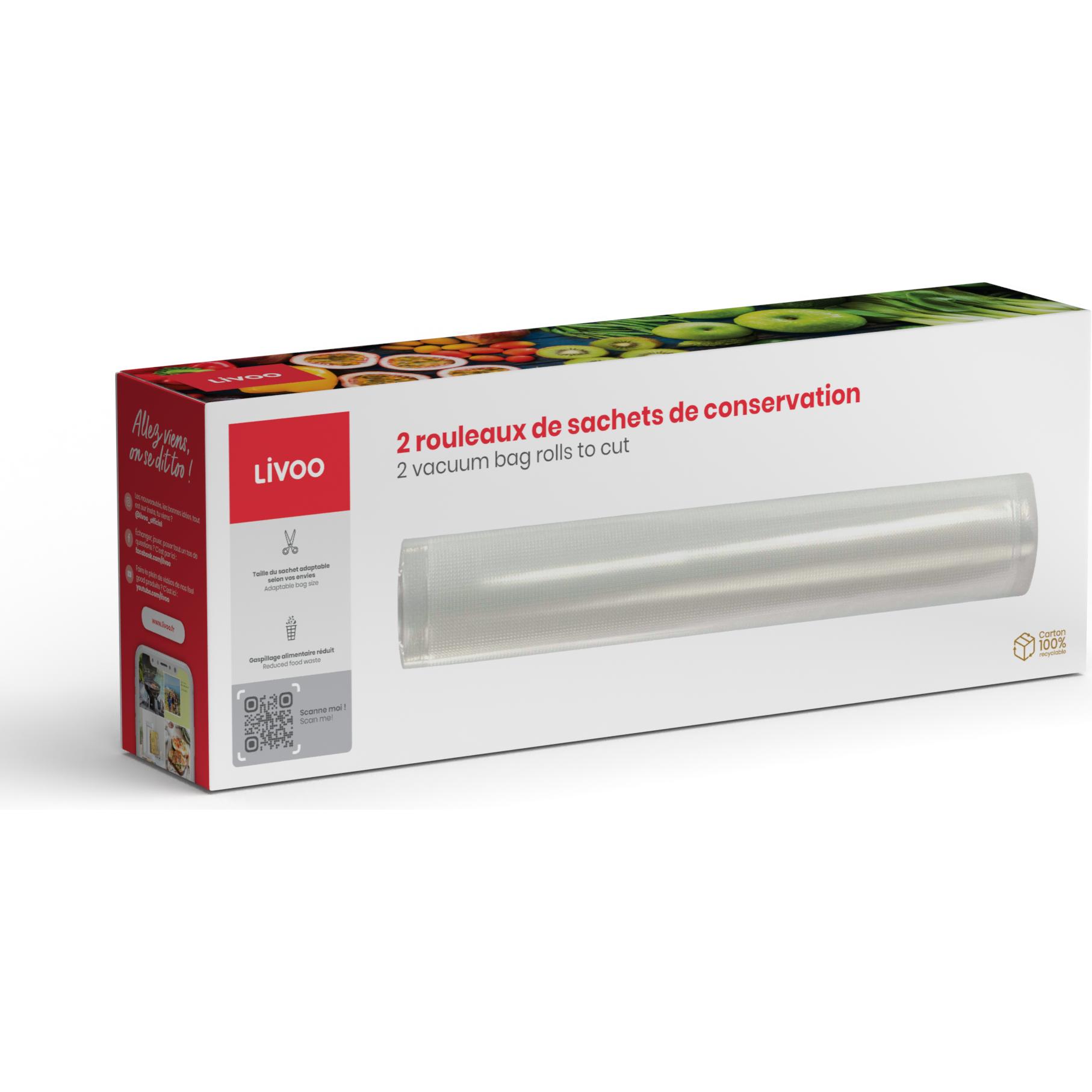 Thumbnail - Livoo 2 Rollen Konservierungsbeutel, Lebensmittelverpackung, Transparent