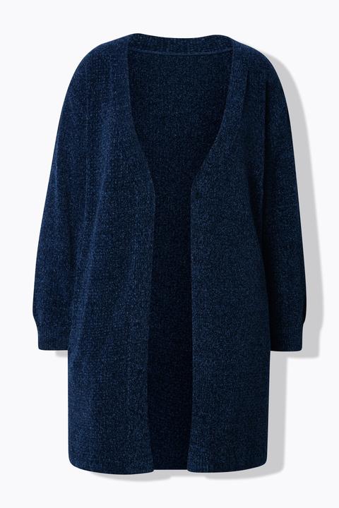 Produktbild Ulla Popken Chenille-Strickjacke, V-Ausschnitt, offene Form, Langarm (60)