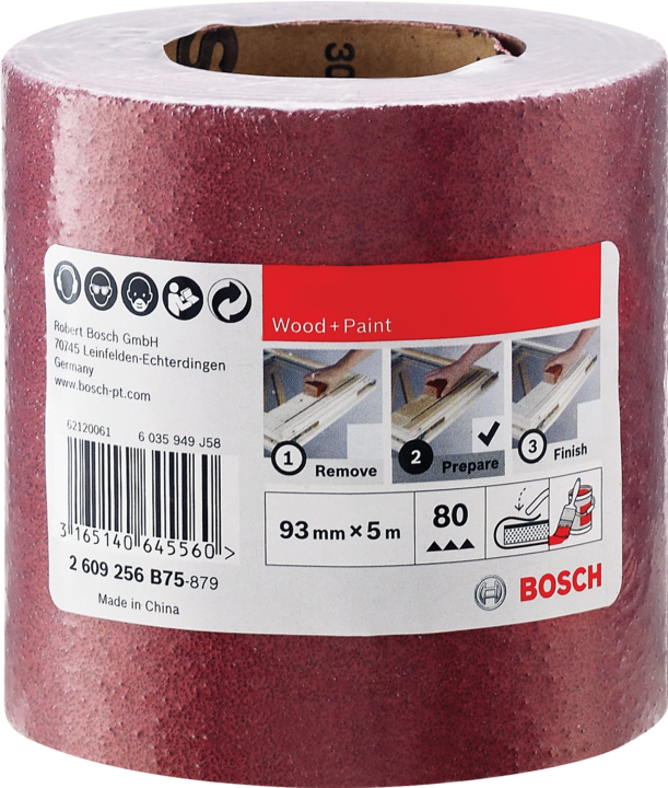Image du produit Bosch Zubehör Rouleau abrasif bois et peinture, 93 mm x 5 m, P80 (P80)