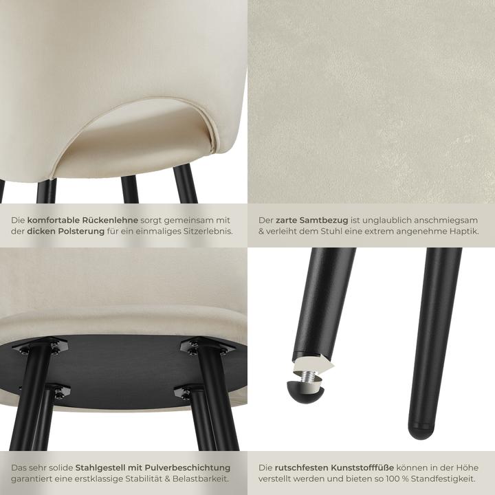 Actual product image tectake Bar stool Sachel with backrest, velvet look