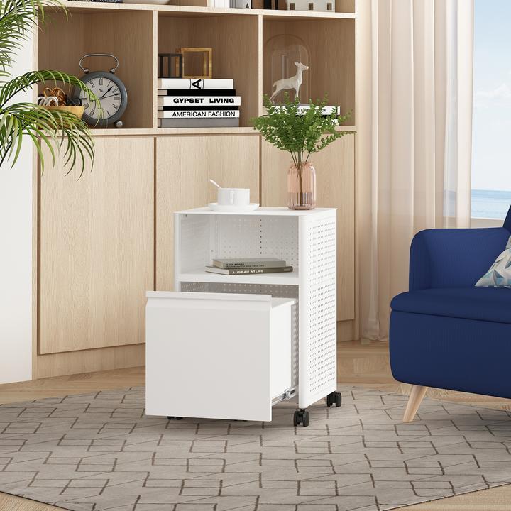 Produktbild En.Casa Rollcontainer Velvevn Stahl 54x40x36 cm Weiss (39.50 x 35.50 x 54 cm)