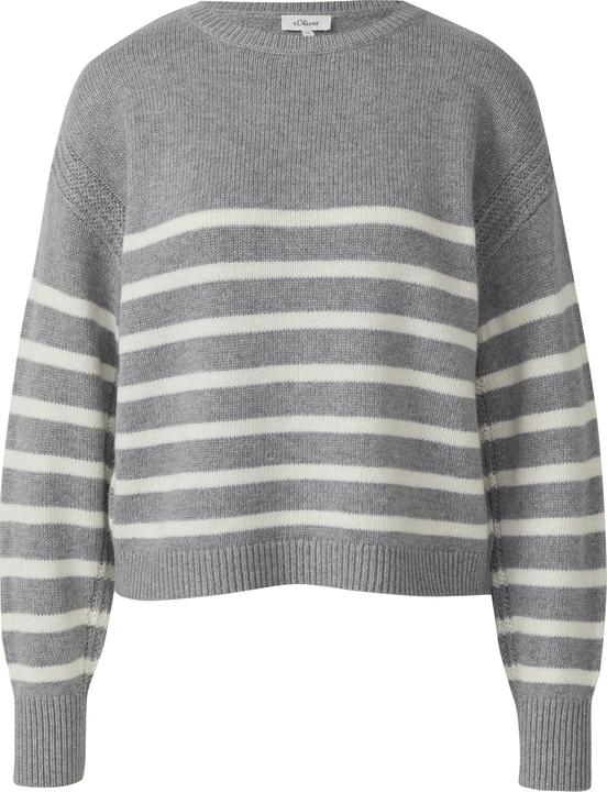 Produktbild s.Oliver Strickpullover Gestreifter Strickpullover aus Wollmix mit Ripp-Details (44)