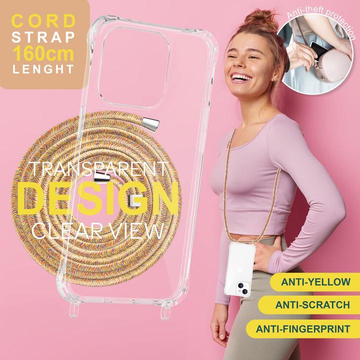 Actual product image Nalia Clear cover with chain to hang around