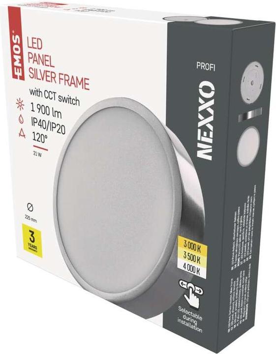 Produktbild Emos LED-Anbauleuchte NEXXO, rund, silber, 21W, mit Change CCT (1900 lm)