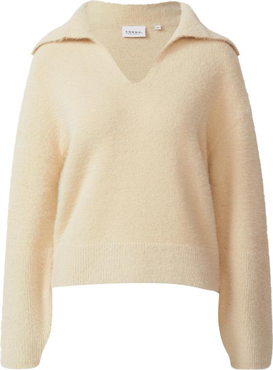 Produktbild Comma Strickpullover Verkürzter Pullover mit V-Ausschnitt und Umlegekragen (36)
