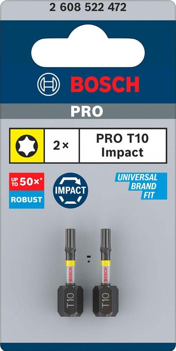 Actual product image Bosch Professional Zubehör PRO Torx Impact Bit, T10, 25 mm, 2 pcs.