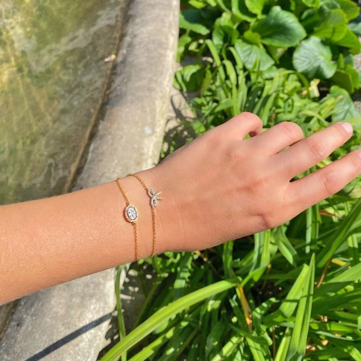 Immagine prodotto Candy Bracciale a fiocco, argento 925, placcato oro (20 cm, Argento 925, Placcato oro 18k)