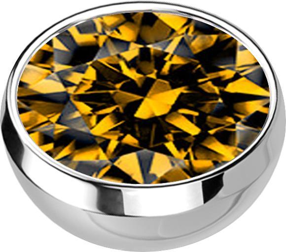 Produktbild Star Piercing Micro Halbkugel silber mit Kristall topaz (ohne Messing, Chirurgenstahl 316L)