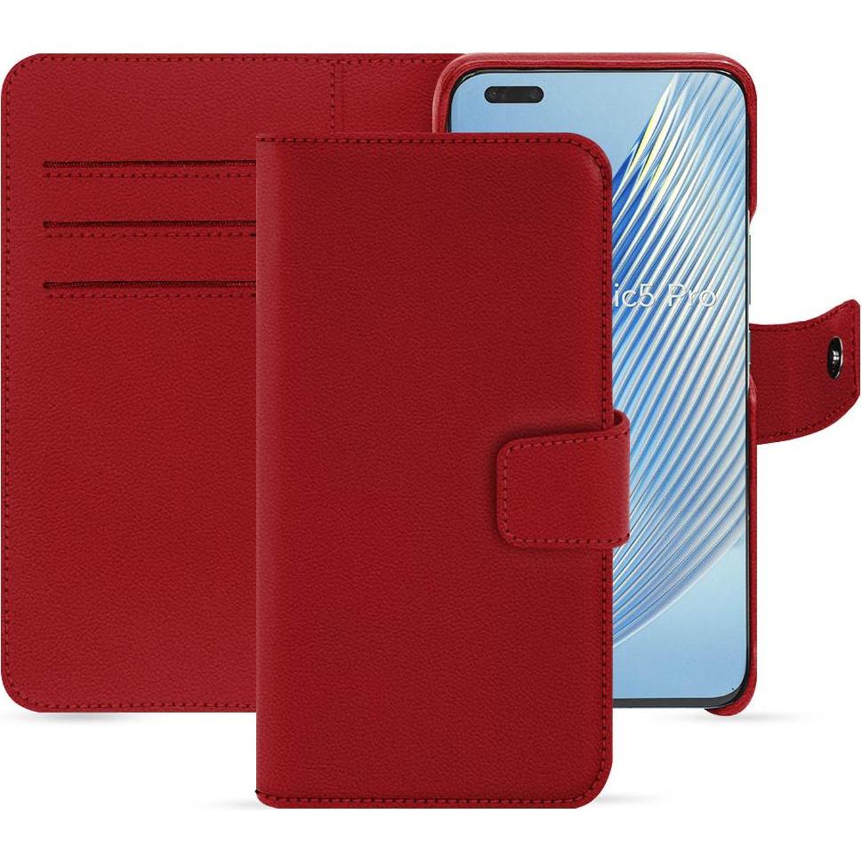 Noreve Lederschutzhülle Honor Magic5 Pro (Honor Magic5 Pro), Smartphone Hülle, Rot