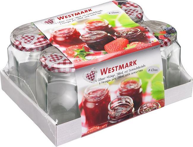 Actual product image Westmark Set of 6 288ml 6 corner glasses, w. heart decor lid, 63 mm (6 pcs., 0.29 l)