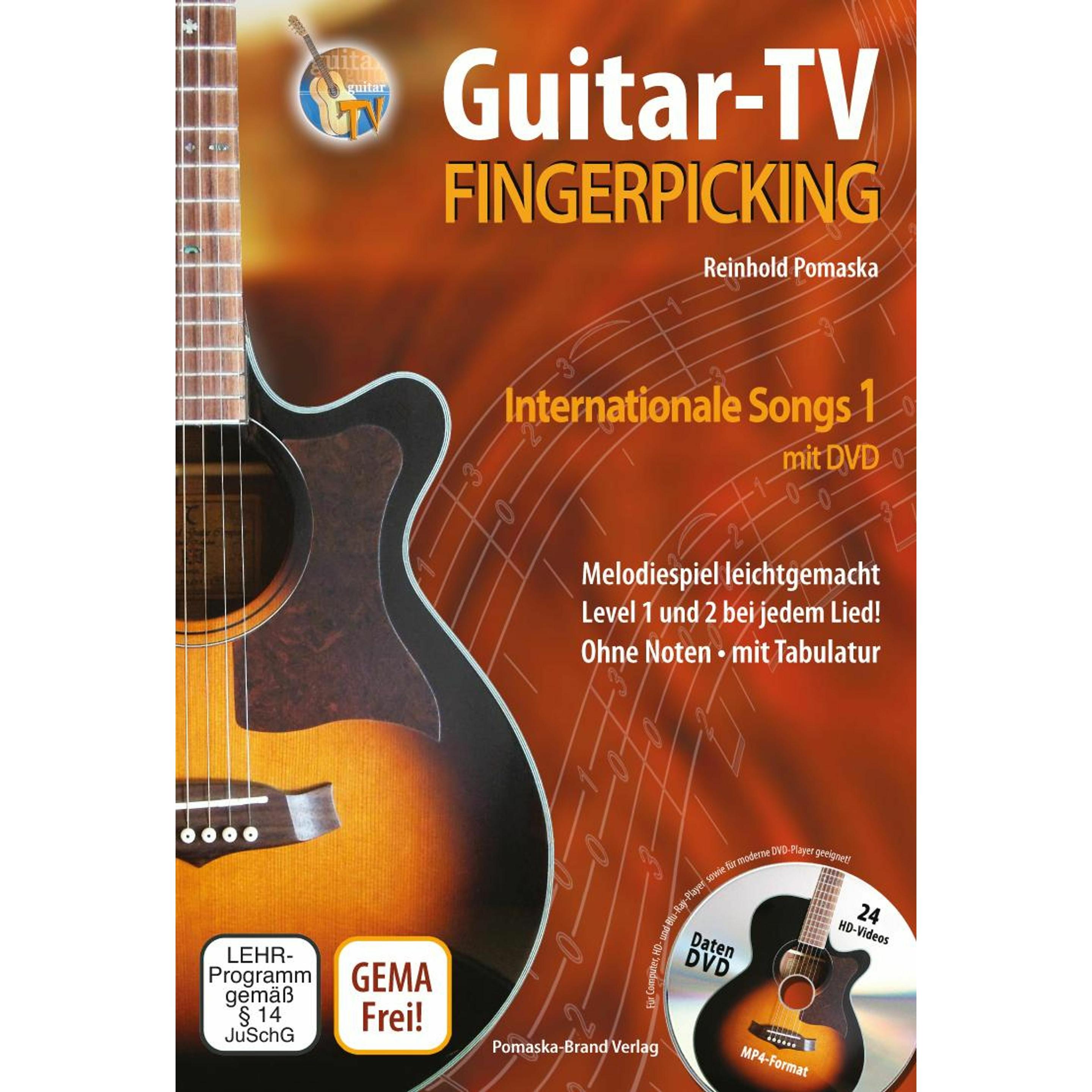 Guitar-TV: Fingerpicking - Internationale Songs 1 (mit DVD), m. 1 DVD-ROM. Tl.1, Sachbücher von Reinhold Pomaska