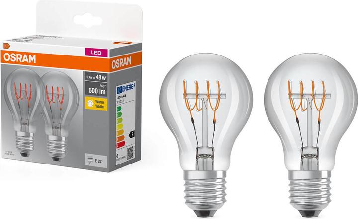 Image du produit Osram Lampe Base Clas A Retro (E27, 5.90 W, 600 lm, 2 x, F)